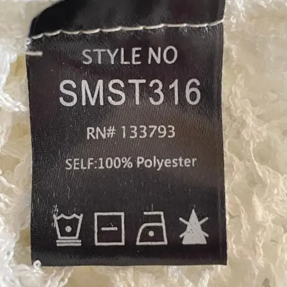 POL White Open Weave Crochet Hooded Sweater Sz LG Beachy Breezy Vacation Cruise - Picture 11 of 12